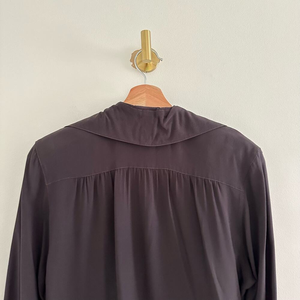 Vintage Laurèl of West Germany Silk Long Sleeve Button Up Shirt Black 36 - Picture 7 of 7